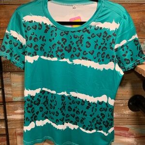 Teal Leopard Print Women's Top